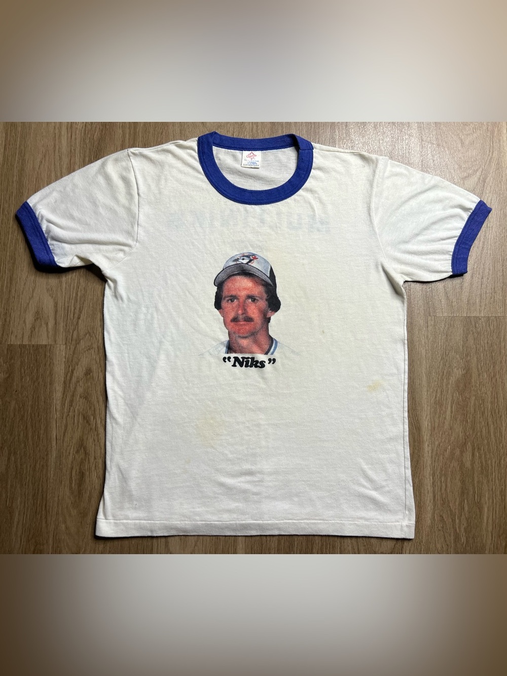 Vintage 80s Toronto Blue Jays Rance Mulliniks 'Niks' Ringer Tee - Made in Canada